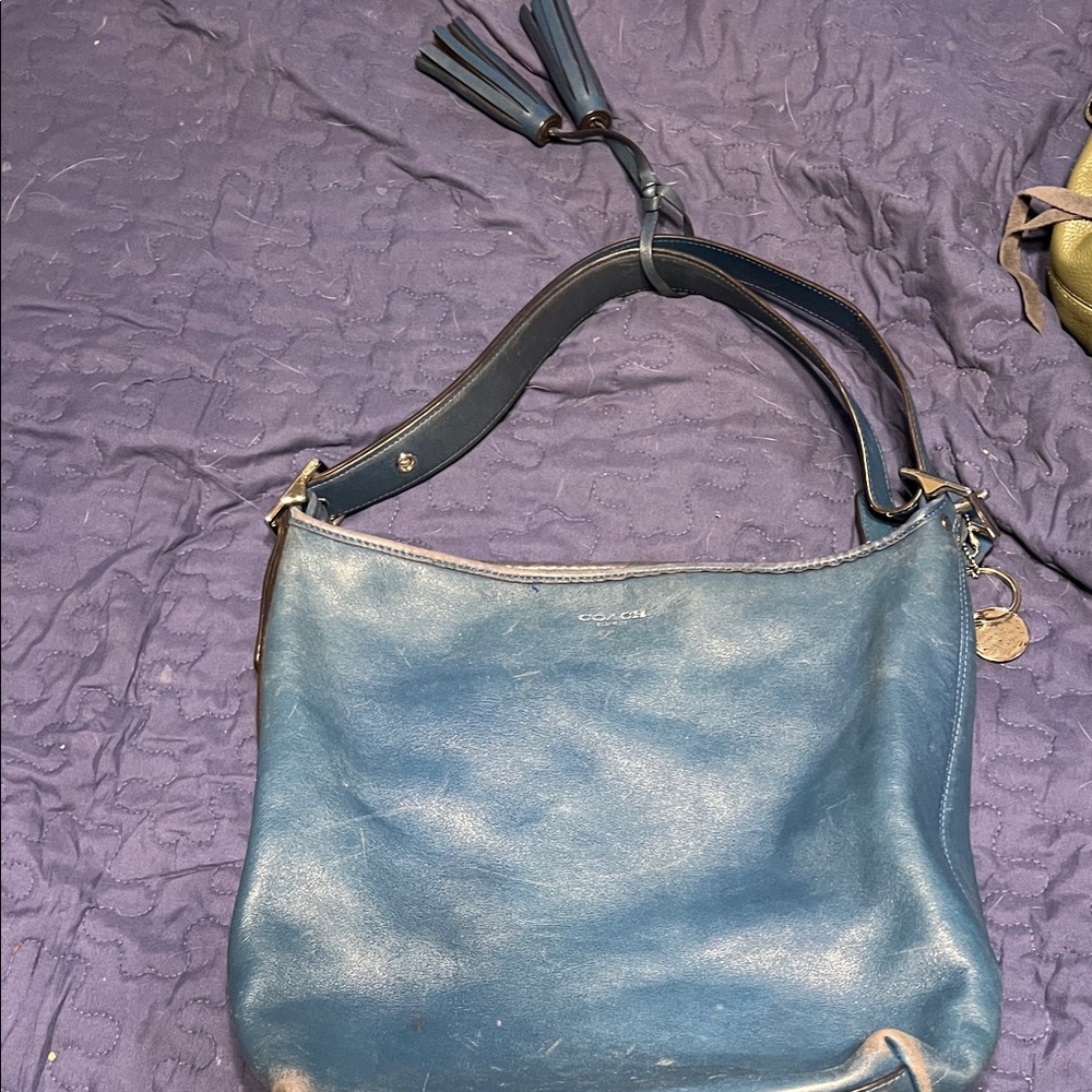 Coach Teal Leather Hobo Bag